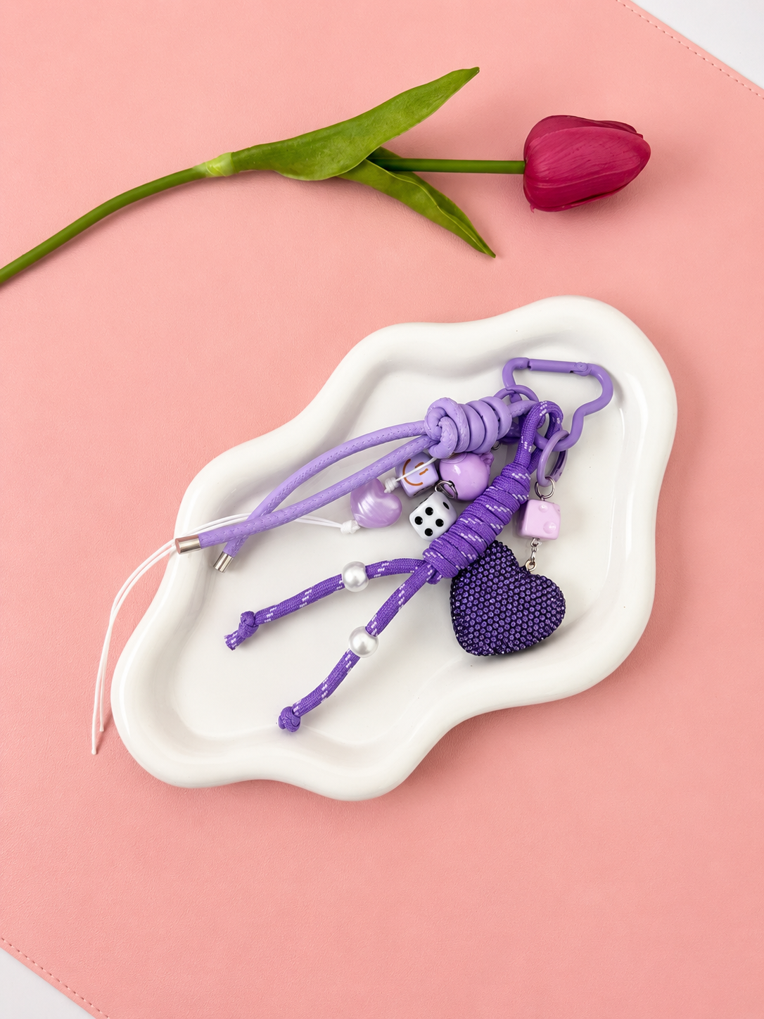 Purple Coquette Bag Charm | Cute Heart Keychain Charm (Copy)