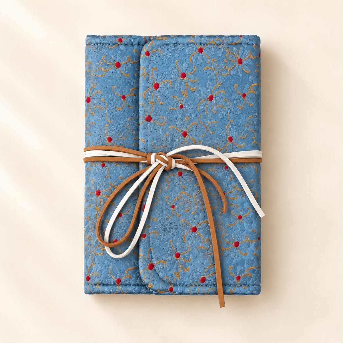 Blue Floral Fabric Notebook – Wrap Tie Journal 💙