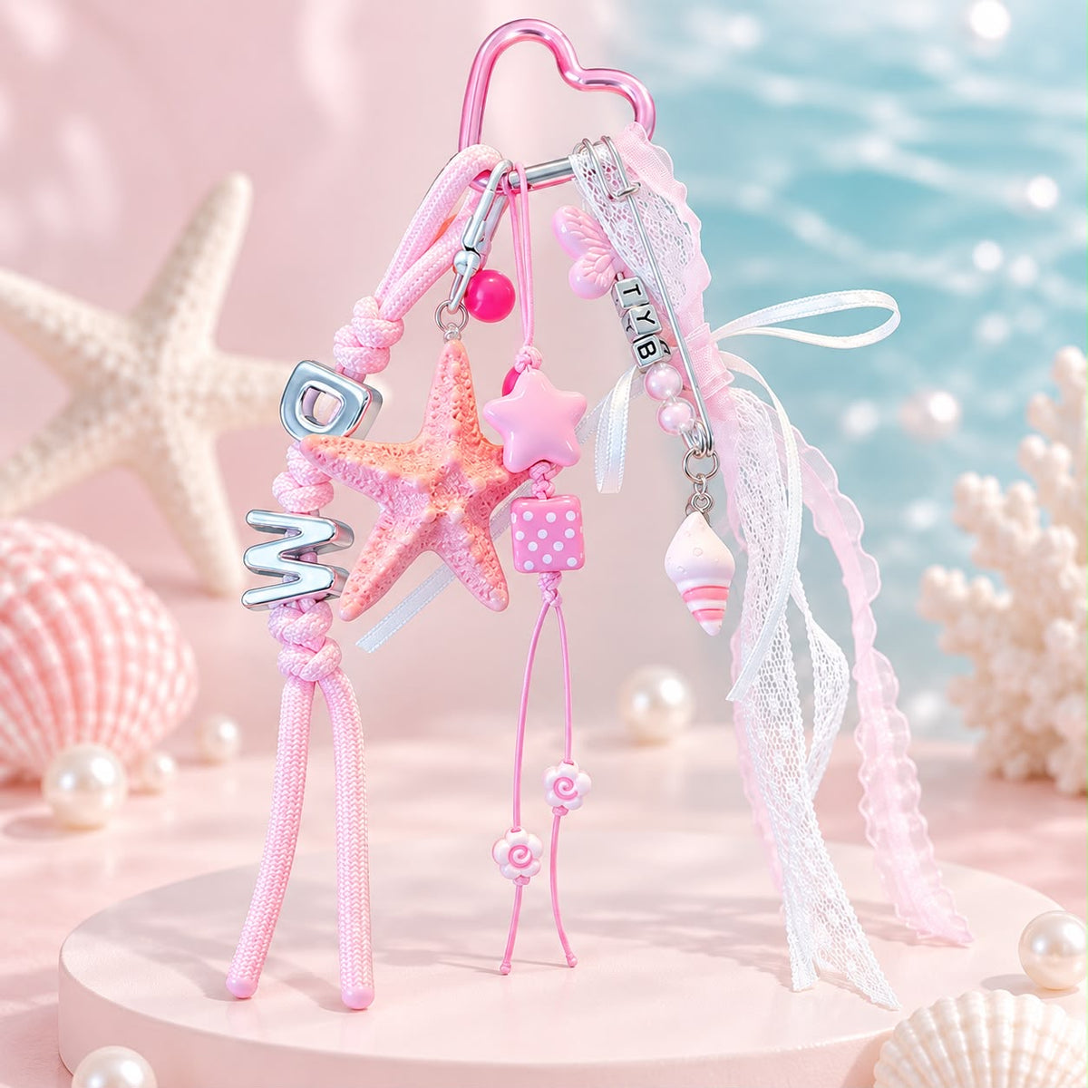 Pink Ocean Starfish Bag Charm 🩷⭐🐚