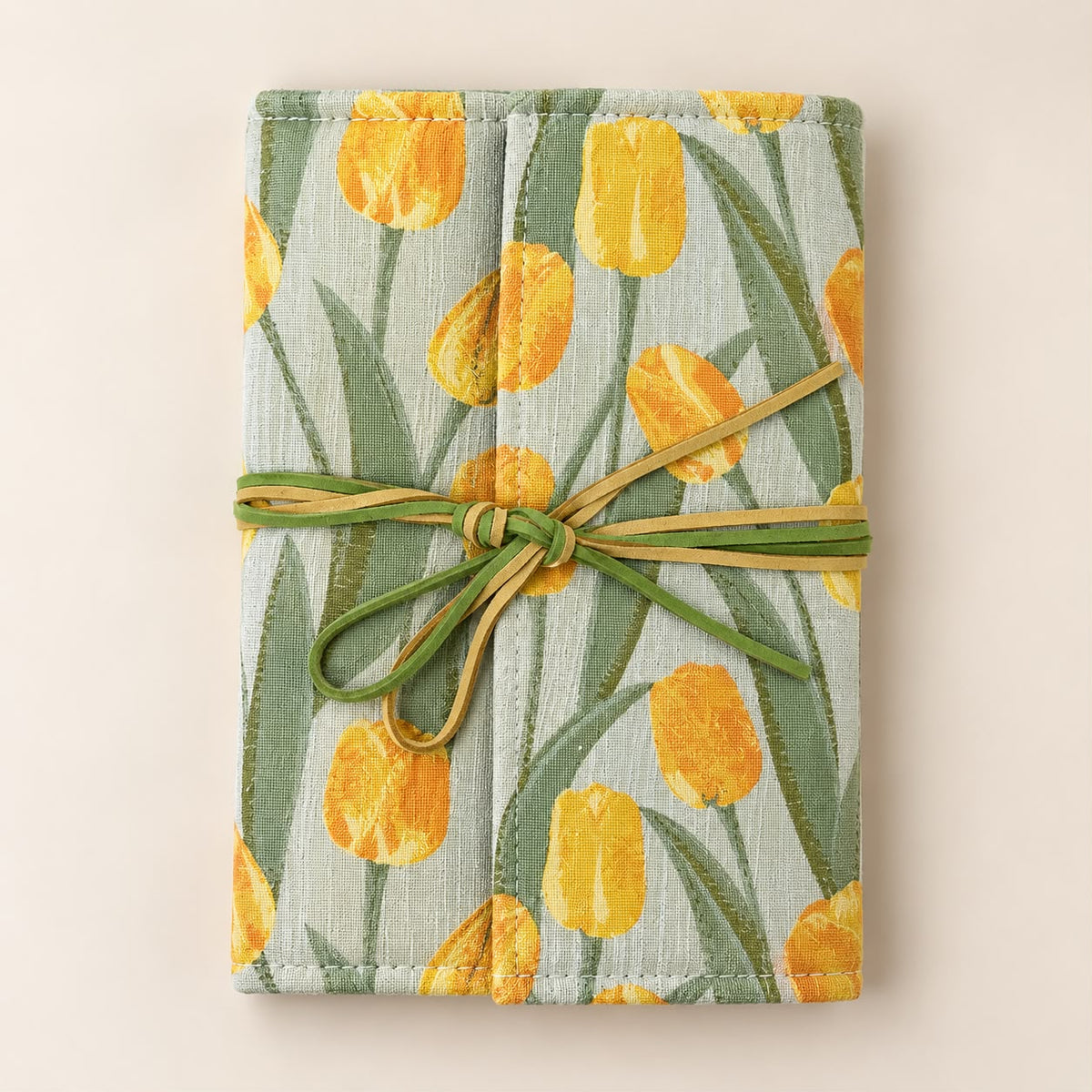 Yellow Tulip Fabric Notebook – Wrap Tie Journal 🌷💛