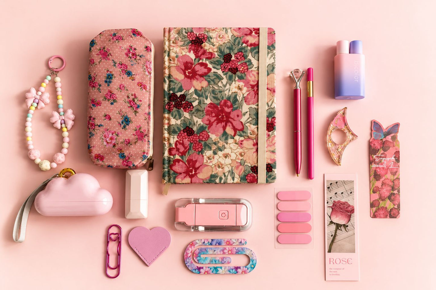 Rose Bookish Bundle | Floral Stationery & Pink Aesthetic Gift Set