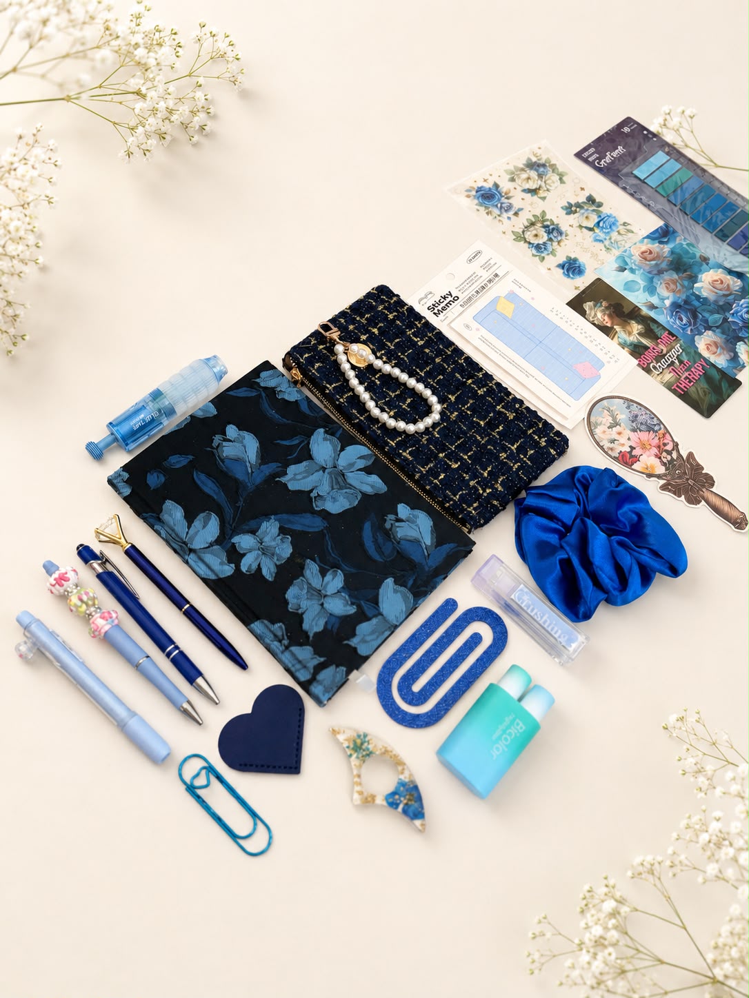 Midnight Blue Floral Bookish & Stationery Bundle