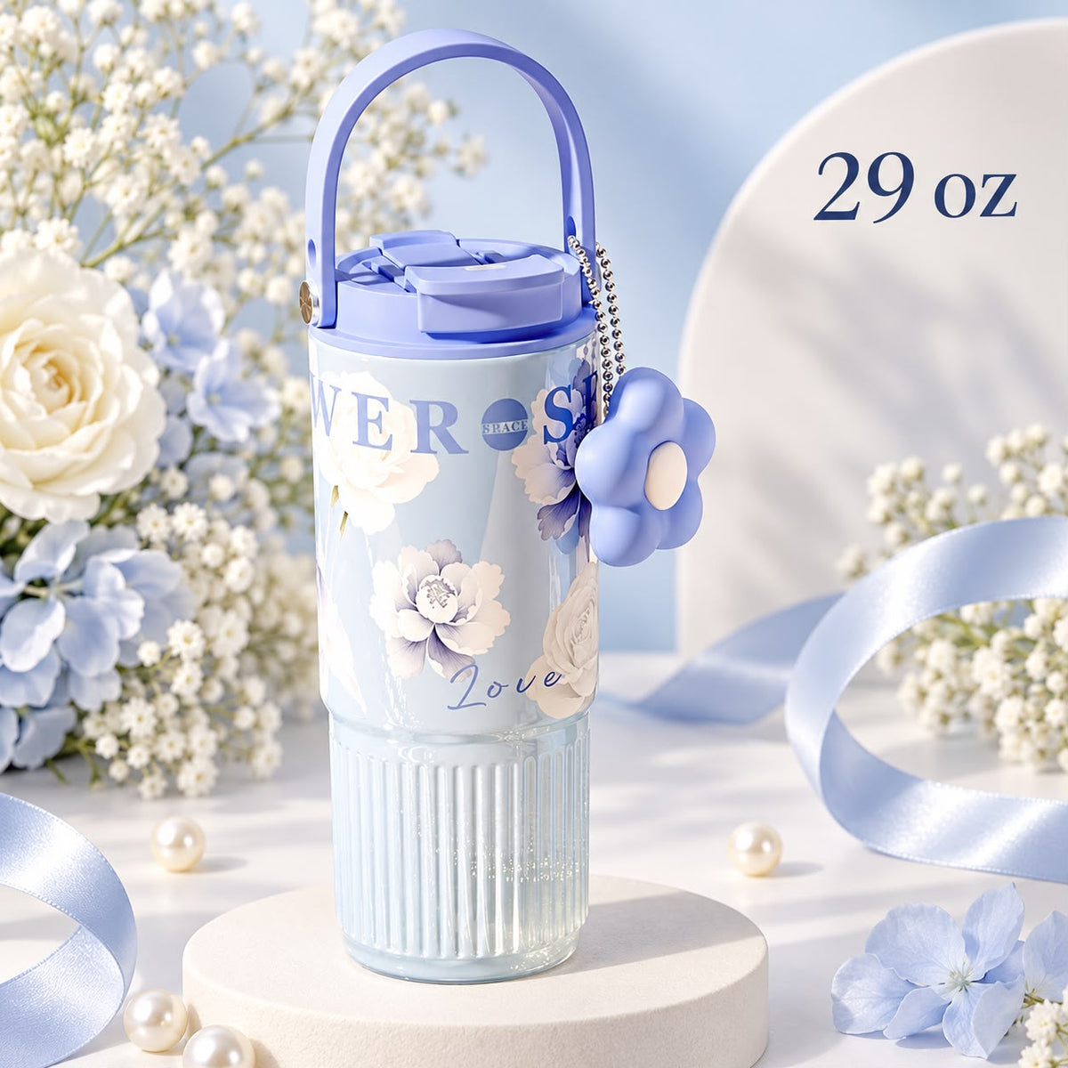 Blue Floral 29 oz Tumbler 🌸💕