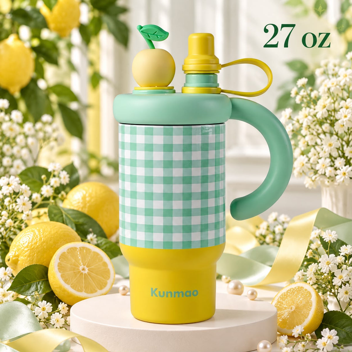 Teal Apple Gingham 27 oz Tumbler ๐๐