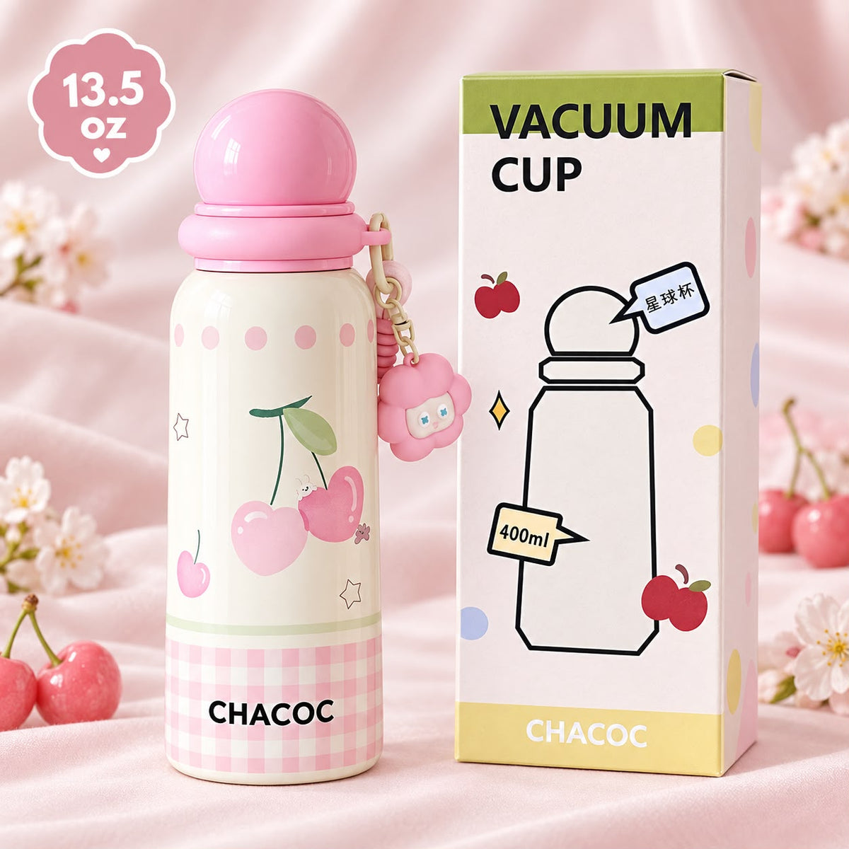 Pink Cherry 13.5 oz Vacuum Thermos Bottle 🍒💕
