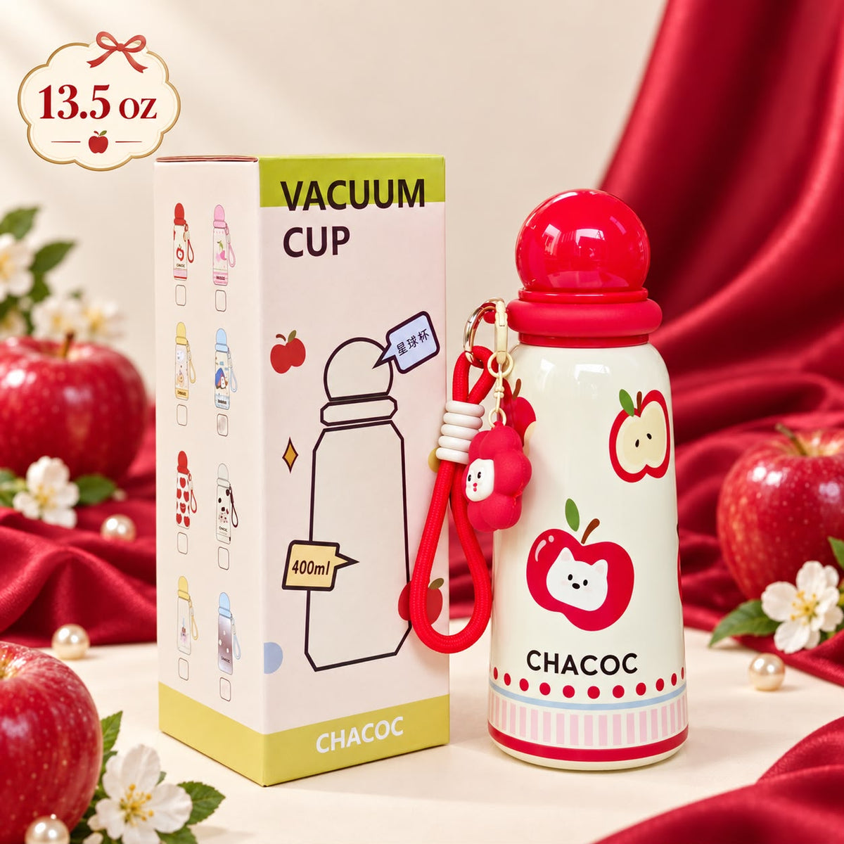 Red Apple 13.5 oz Vacuum Thermos Bottle 🍎❤️