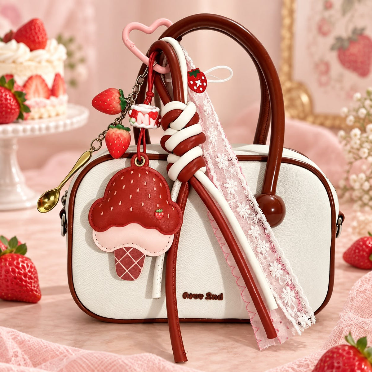 Strawberry Shortcake Bag Charm 🍓🍰