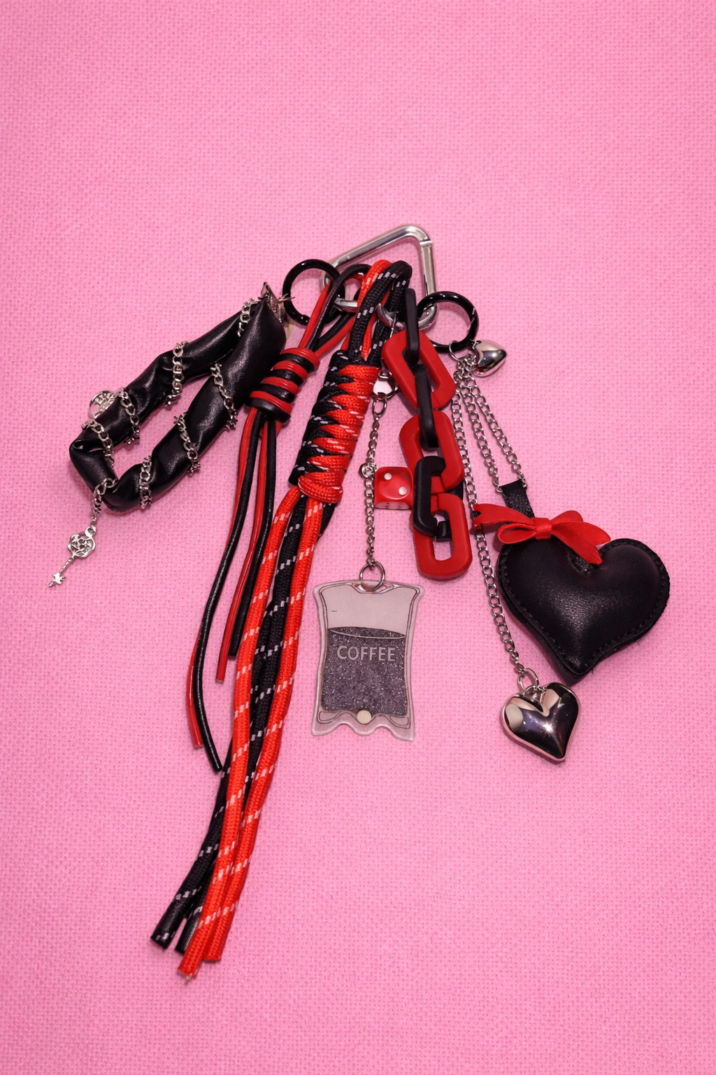 Black Red Statement Bag Charm