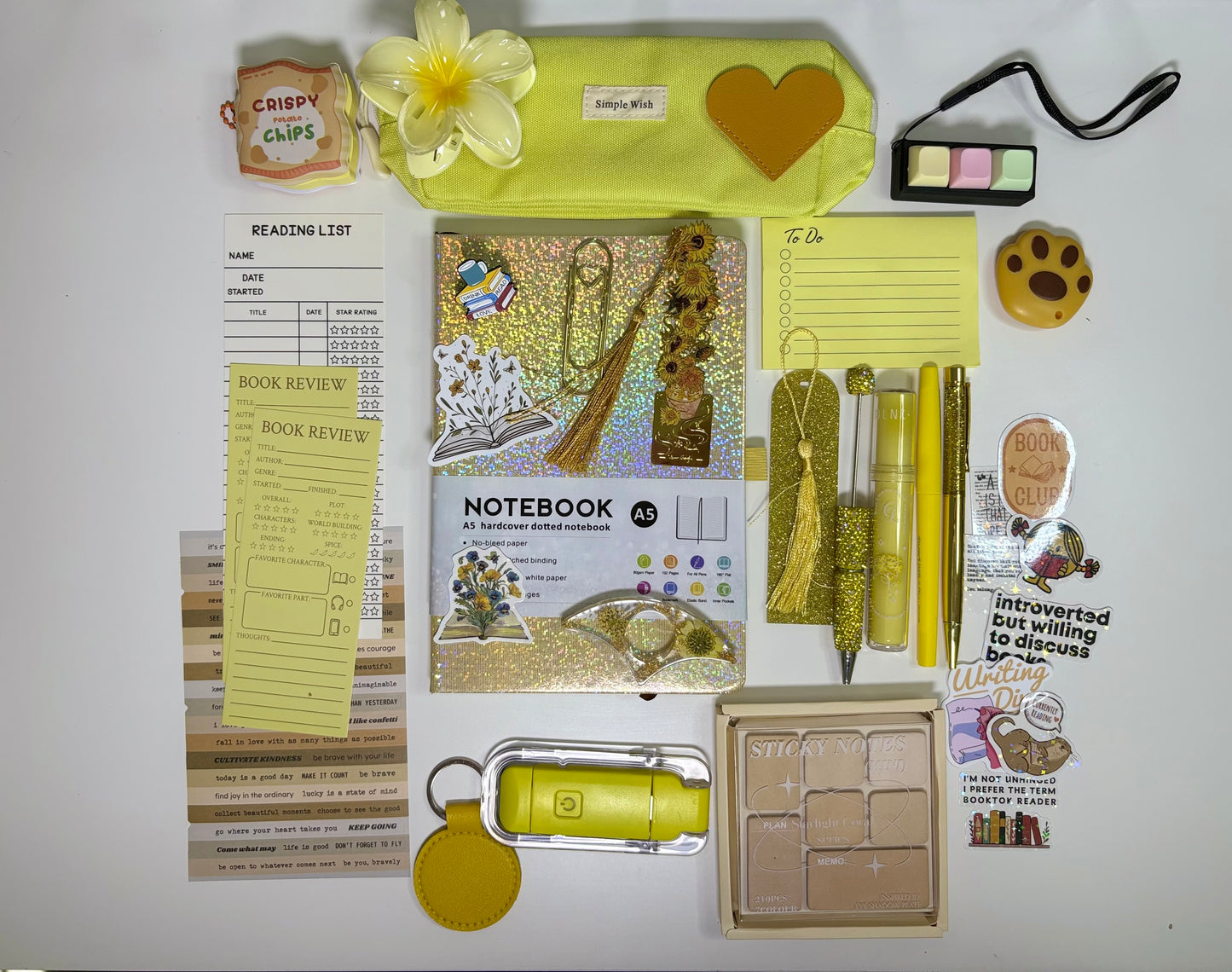 Yellow Bookish Bundle – Bright Journal & Stationery Gift Set