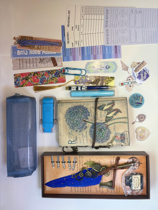 Vintage Blue Feather Writing & Reading Bundle – Bookish Gift Set