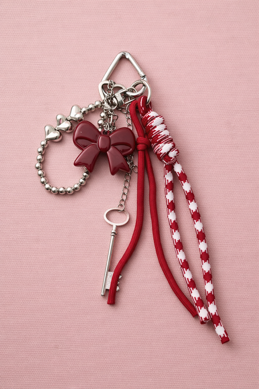 Red Bow & Key Bag Charm