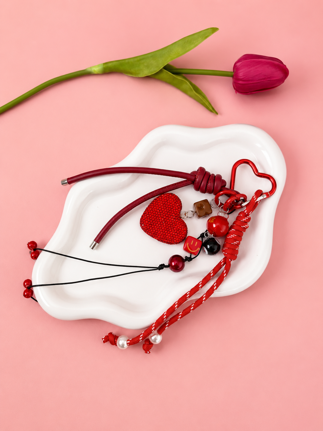 Red Coquette Bag Charm | Cute Heart Keychain Charm (Copy 2)