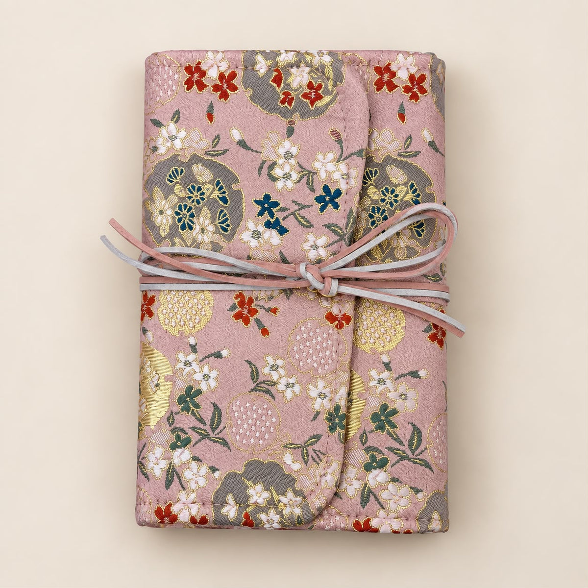 Blush Pink Floral Fabric Notebook – Wrap Tie Journal 🌸