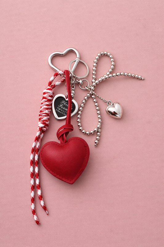 Red Heart Bag Charm Keychain