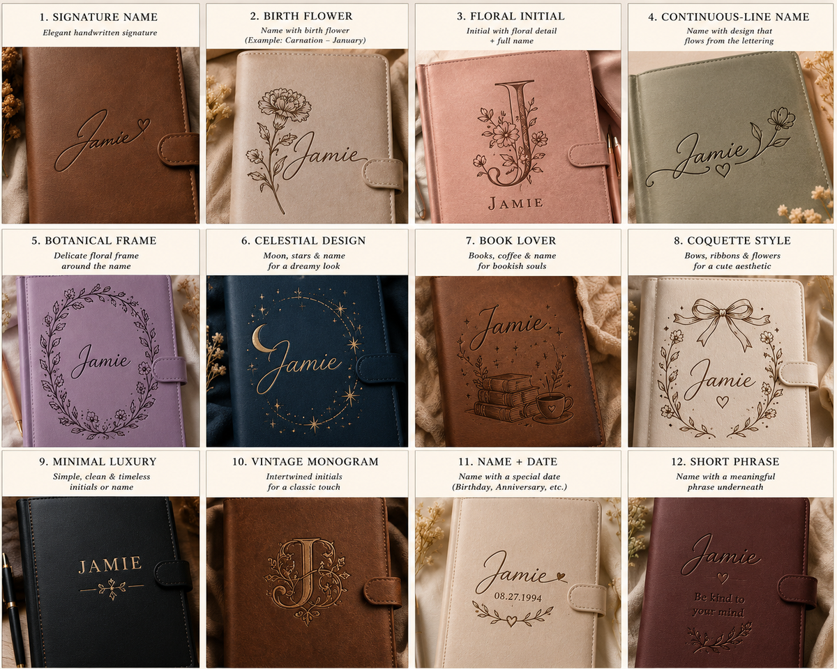 ✨ Personalized A6 Engraved Notebook – Custom Text & Design