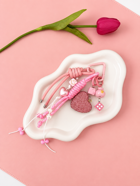 Pink Coquette Bag Charm | Cute Heart Keychain Charm