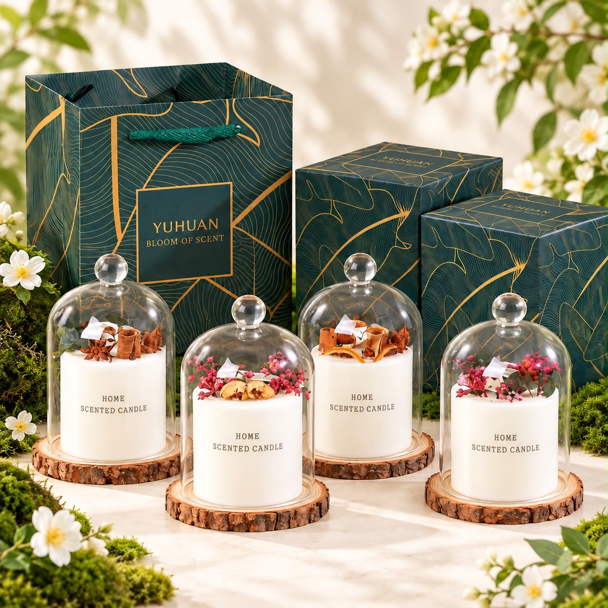 Luxury Scented Candle Gift Set with Glass Dome 🌿✨