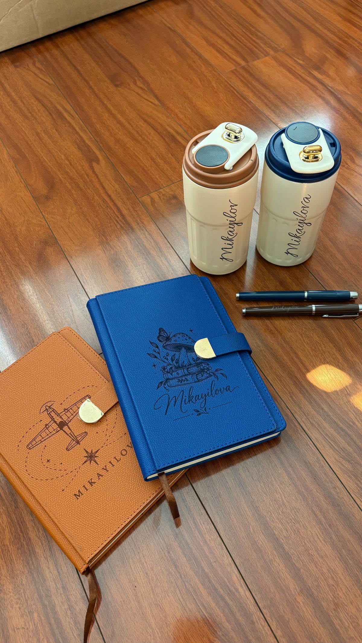 Personalized Business Gift Set – Custom Engraved Notebook, Temperature Display Tumbler & Pen
