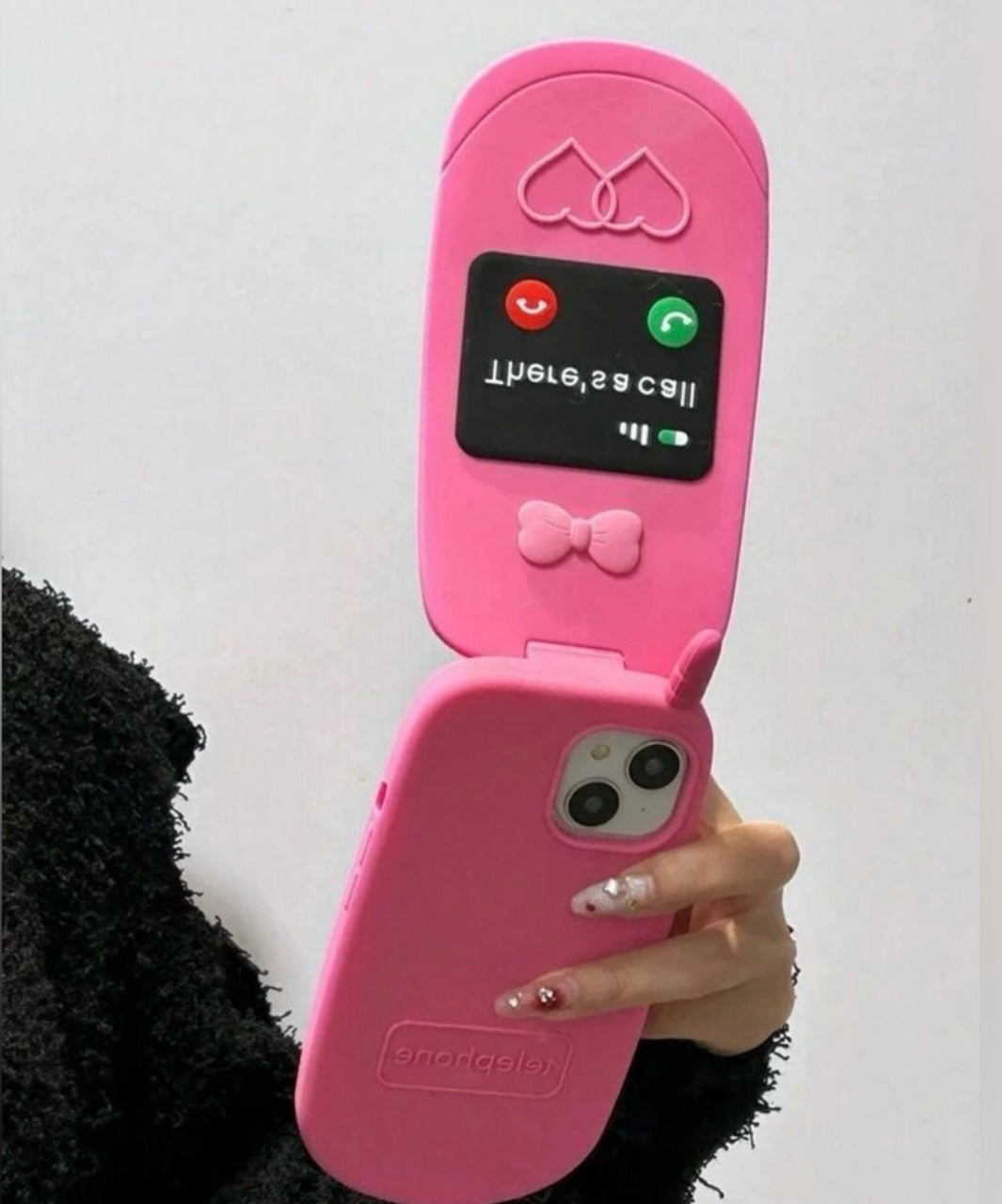 iPhone 16 Pro Max Pink Flip Phone Case Y2K Cute Retro Design