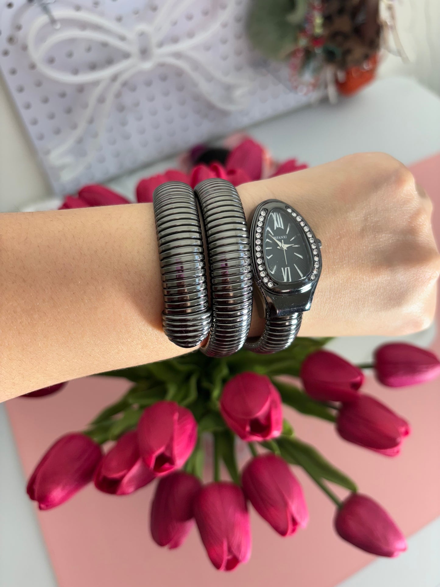 Luxury Wrap Watch Bracelet – Black Dial