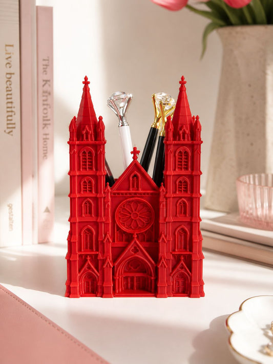 Gothic Cathedral Pen Holder | 3D Printed Desk Organizer | Dark Academia Desk Decor