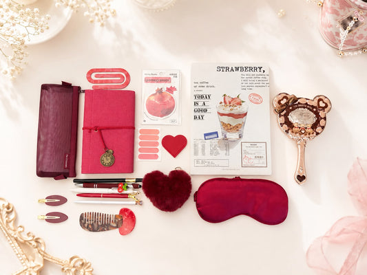 Burgundy Berry Self-Care & Stationery Bundle – Journal, Beauty & Cozy Essentials Gift Set