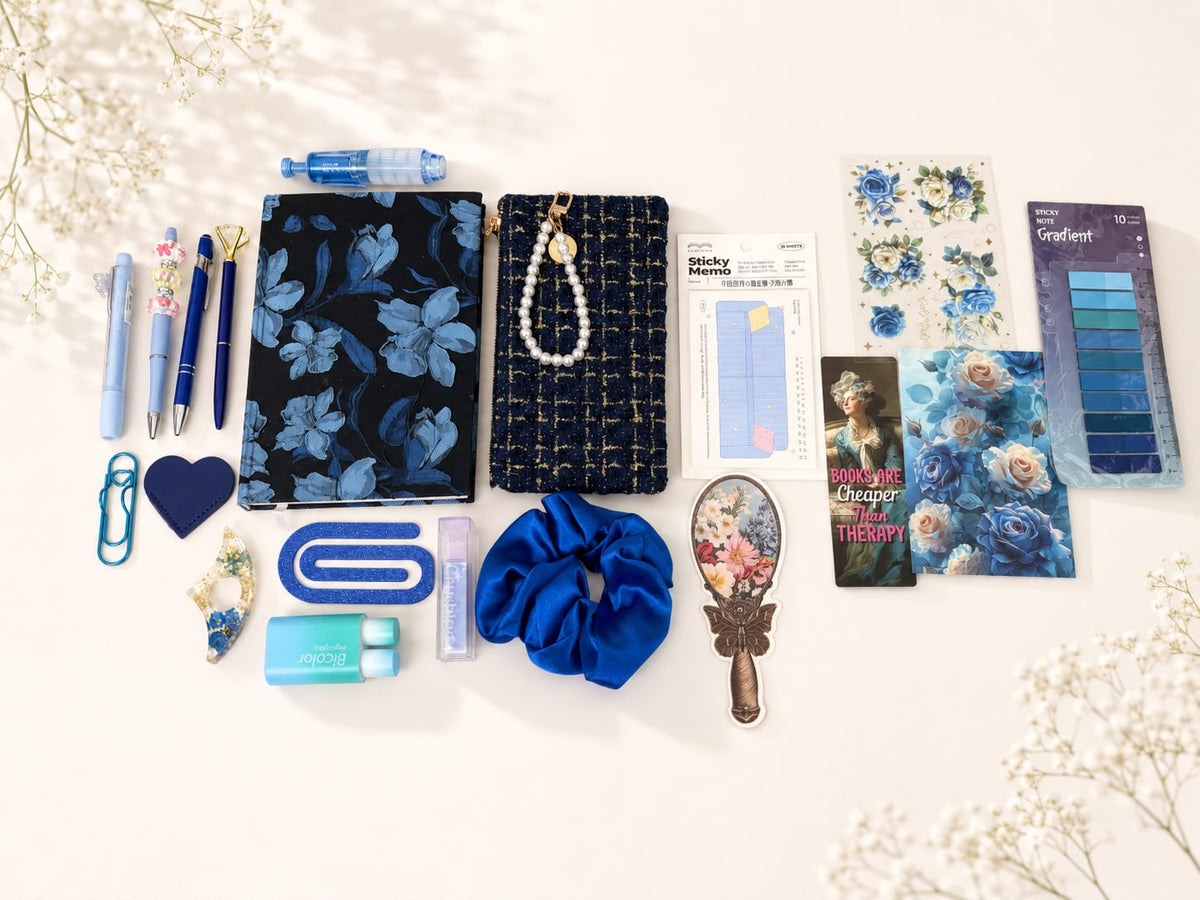 Midnight Blue Floral Bookish & Stationery Bundle