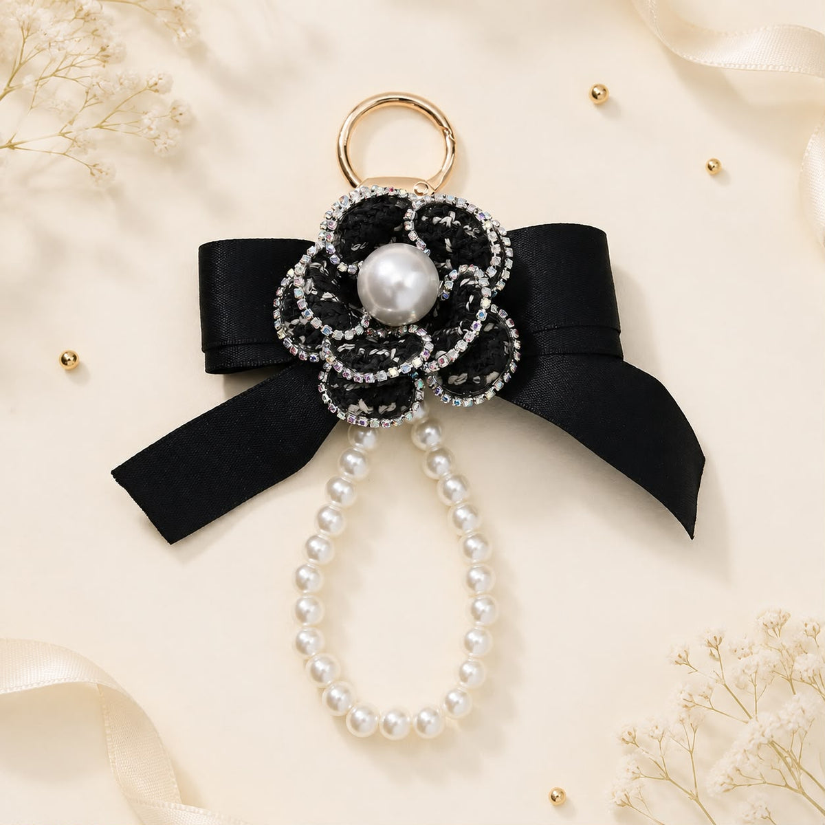 Pearl Bloom Bow Bag Charm