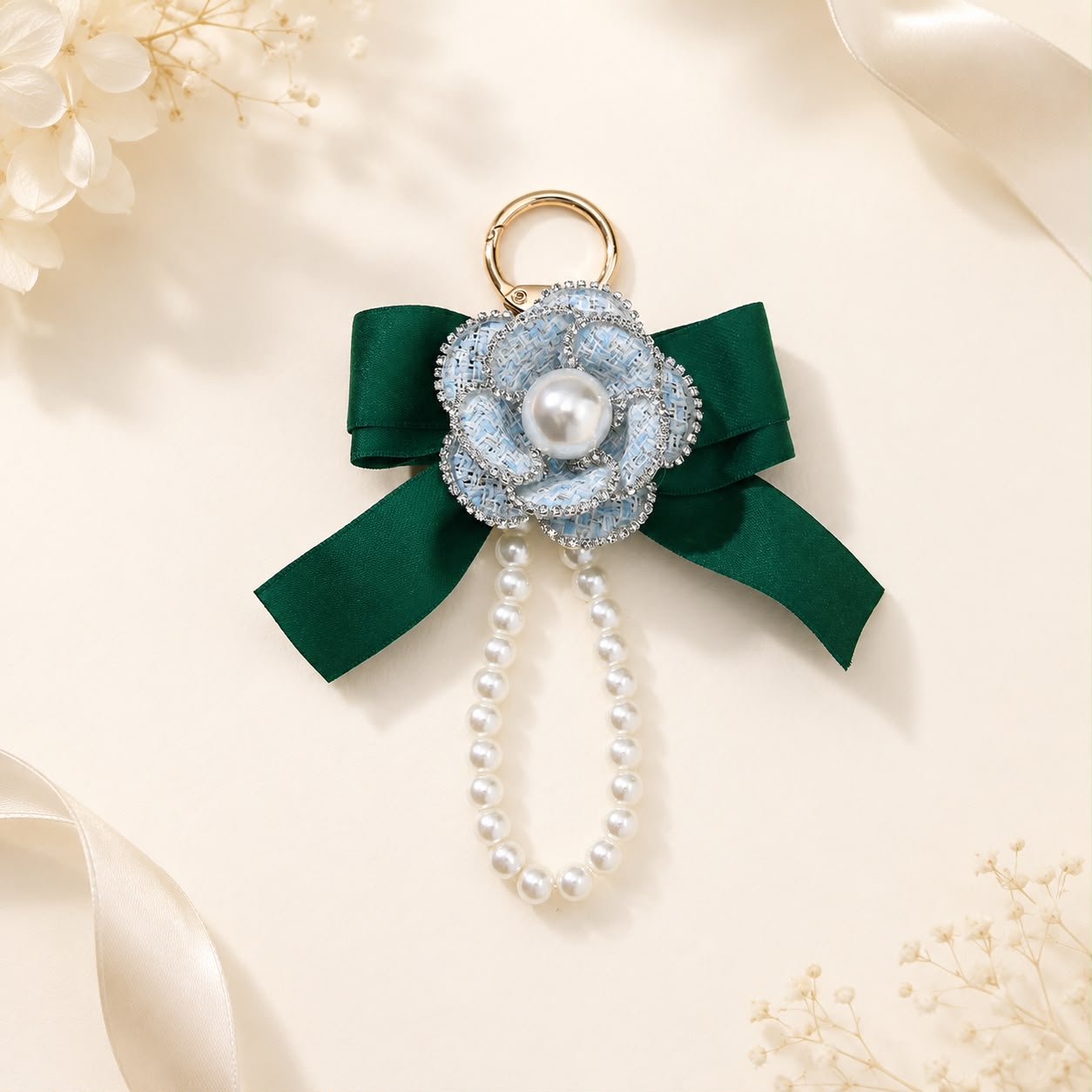 Pearl Bloom Bow Bag Charm