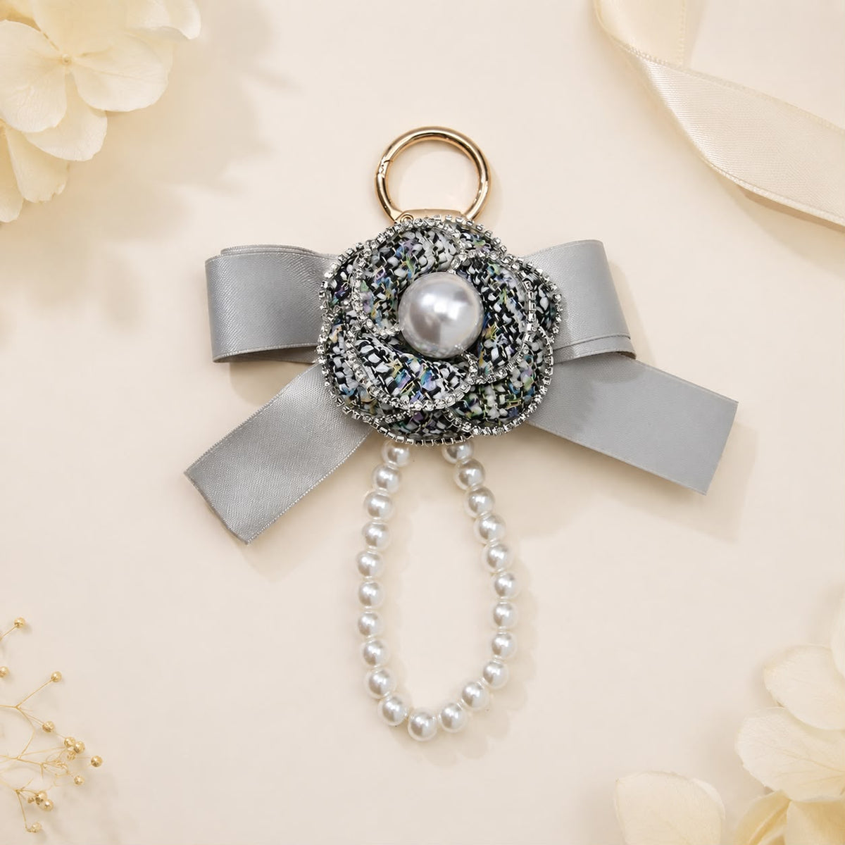 Pearl Bloom Bow Bag Charm