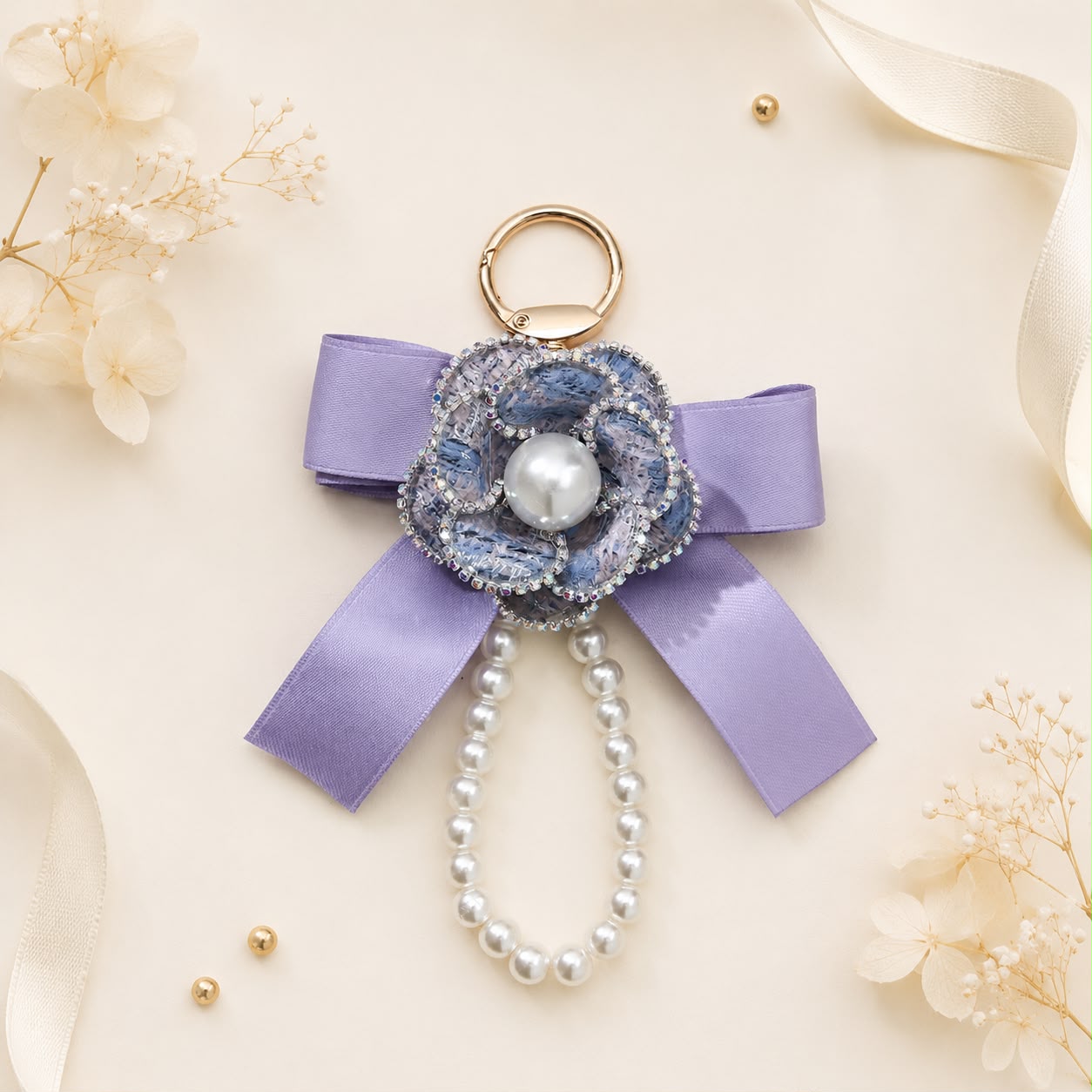 Pearl Bloom Bow Bag Charm