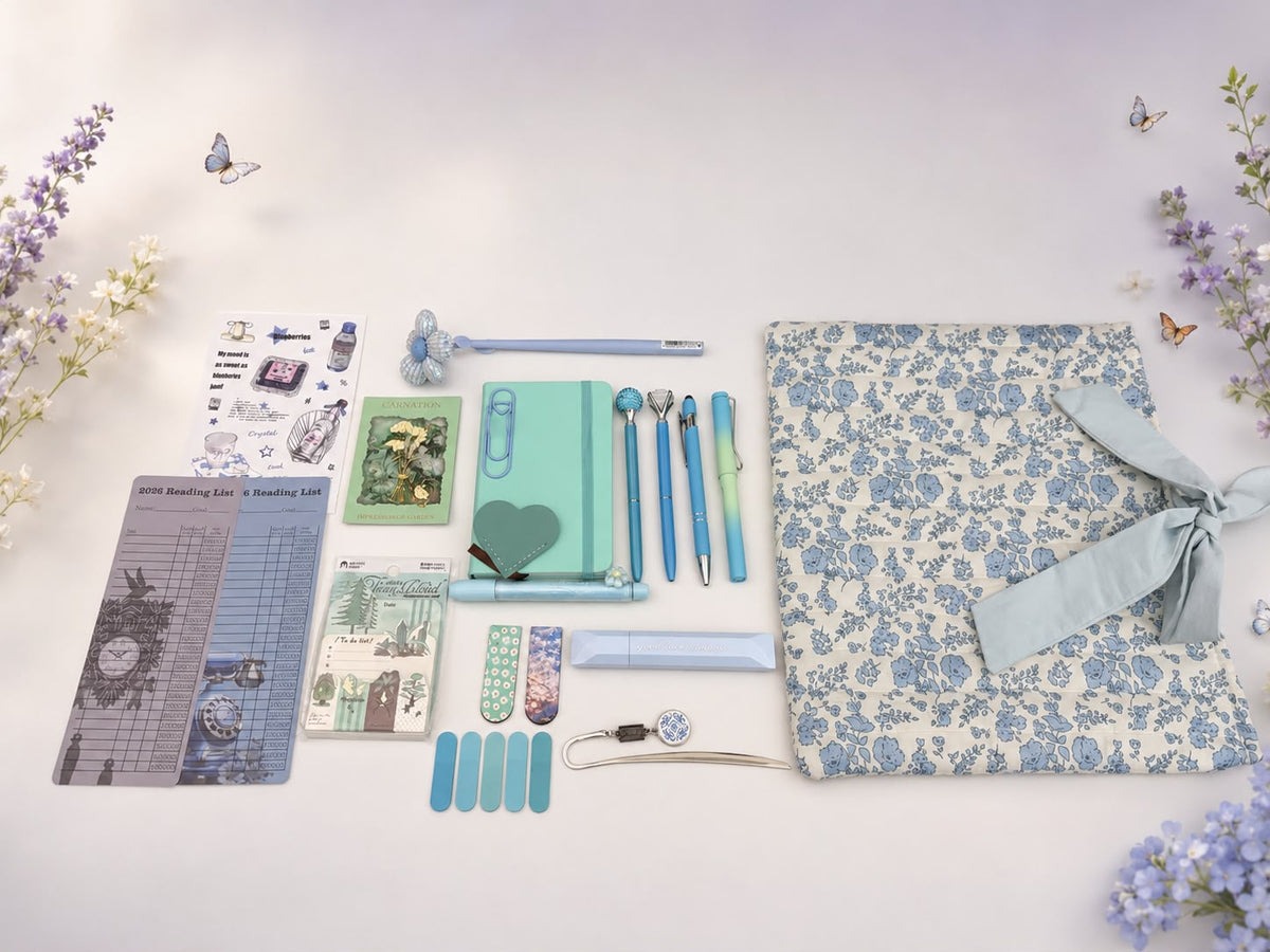 Blue Floral Bookish & Stationery Bundle 🩵📚