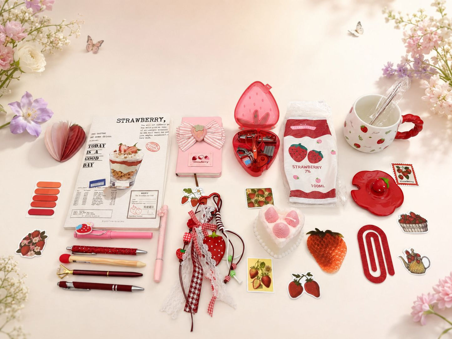 Strawberry Sweetheart Bookish & Stationery Bundle 🍓🎀