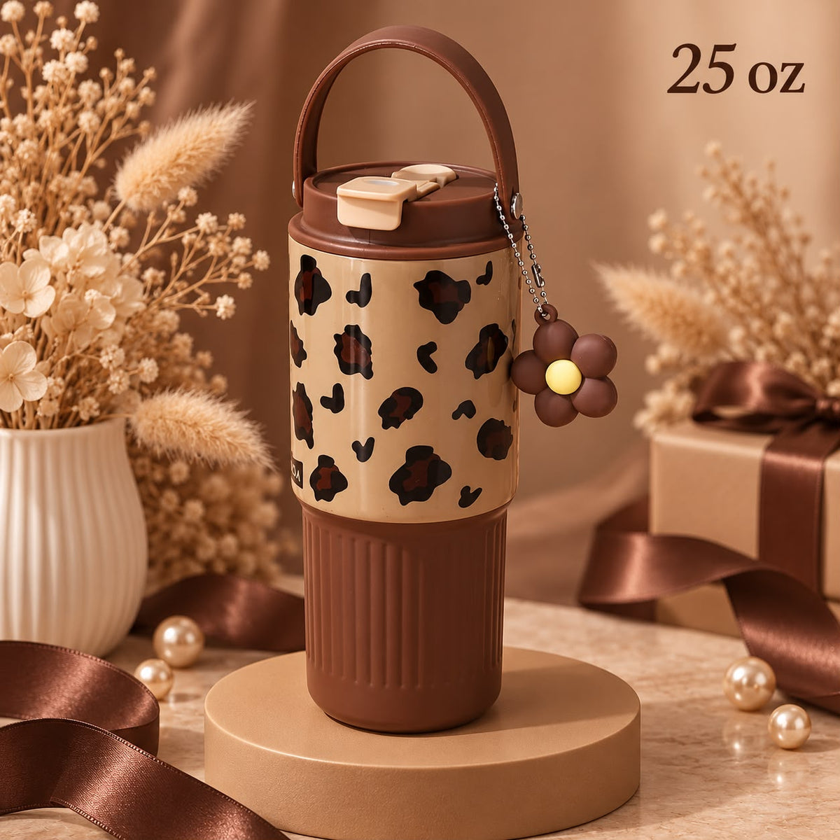 Leopard Bloom 25 oz Tumbler 🤎🌼