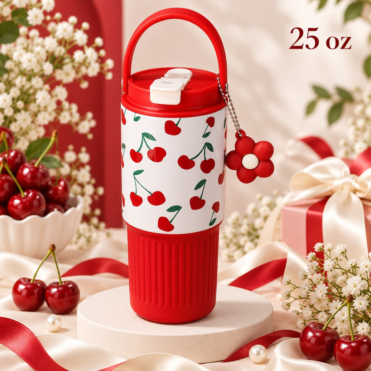 Cherry Bloom 25 oz Tumbler 🍒❤️