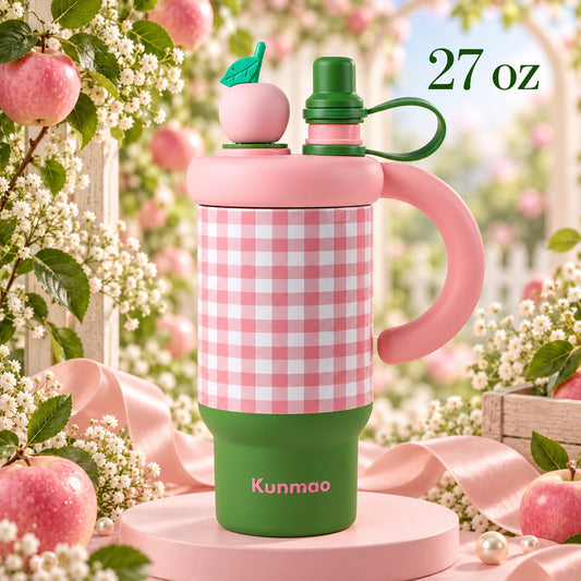 Pink Apple Gingham 27 oz Tumbler 🍎💕