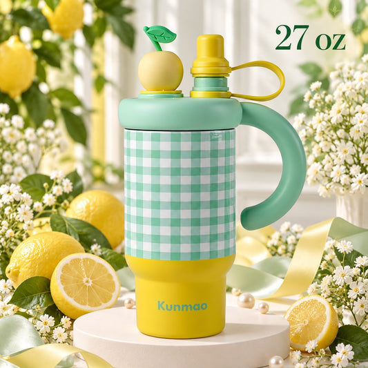 Teal Apple Gingham 27 oz Tumbler 🍎💕