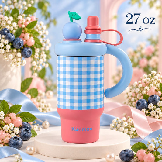 Blue Apple Gingham 27 oz Tumbler 🍎💕