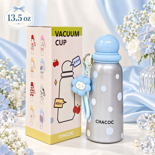 Blue Polka Dot 13.5 oz Vacuum Thermos Bottle 🩵✨
