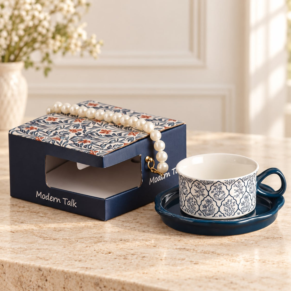Blue Floral Tea Cup & Saucer Gift Set 💙☕