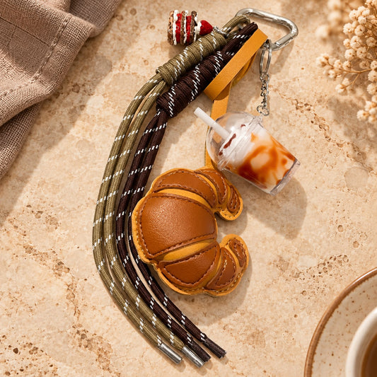 Coffee & Croissant Bag Charm ☕🥐