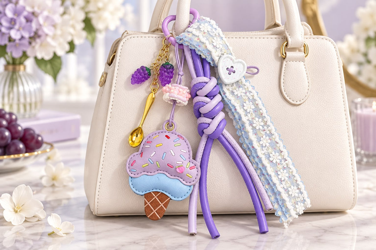 Purple Ice Cream Bag Charm 🍦💜