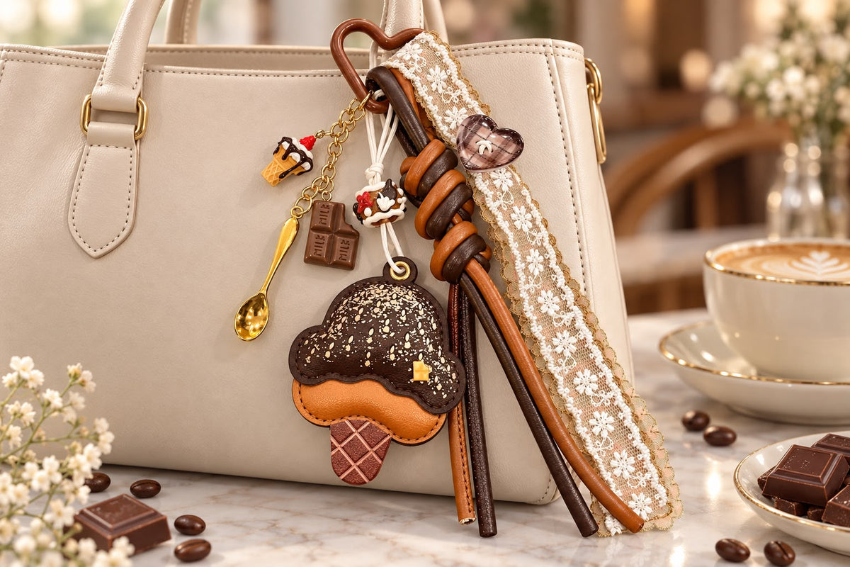Chocolate Café Ice Cream Bag Charm 🍫☕🤎