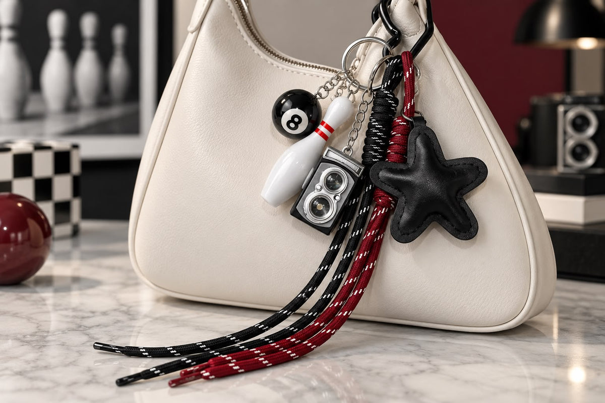Retro Game Night Bag Charm 🎳🎱📷