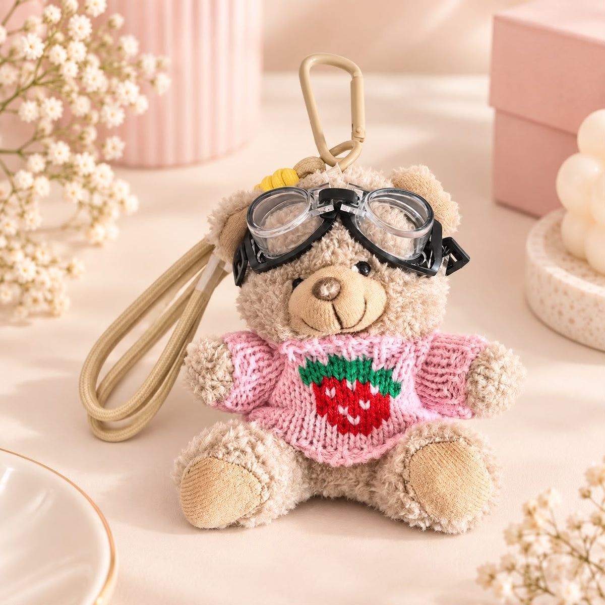 Strawberry Teddy Bear Bag Charm 🍓🧸