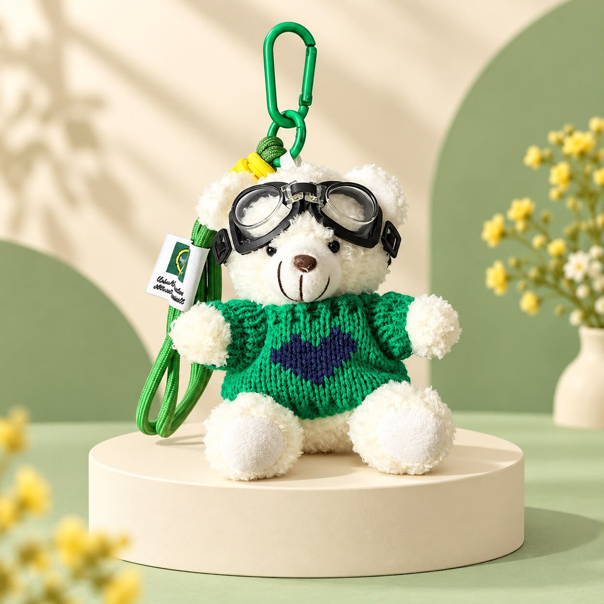 Green Heart Teddy Bear Bag Charm 🧸💚