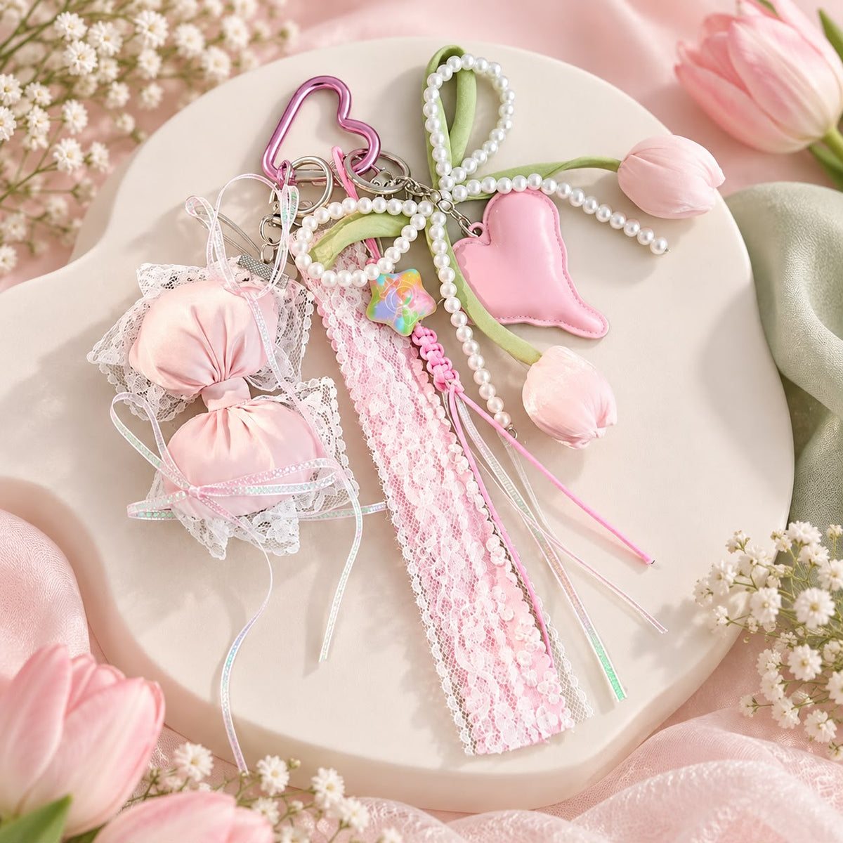 Pink Tulip Coquette Bag Charm 🌷🎀🩷