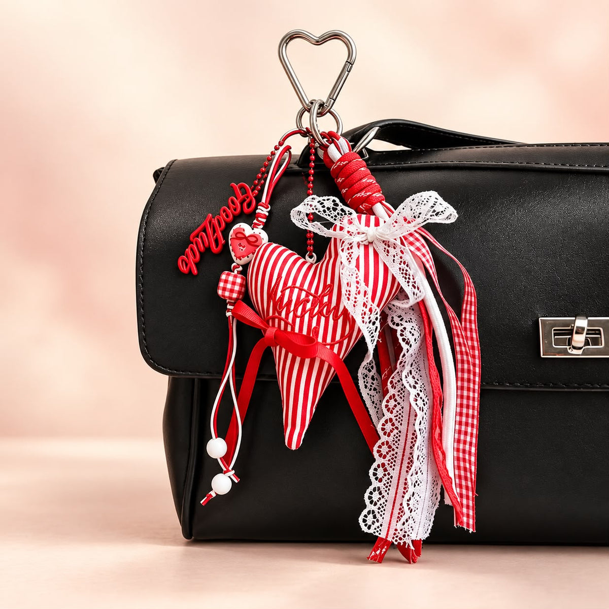 Red Lucky Heart Coquette Bag Charm ❤️🎀