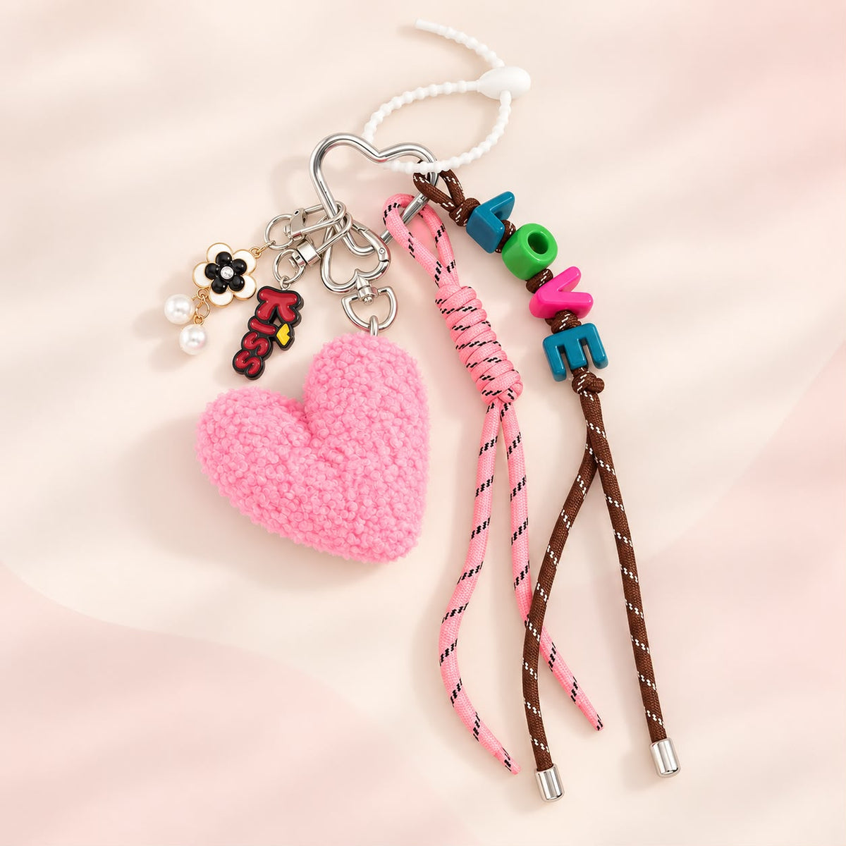 Pink LOVE Heart Bag Charm 💗