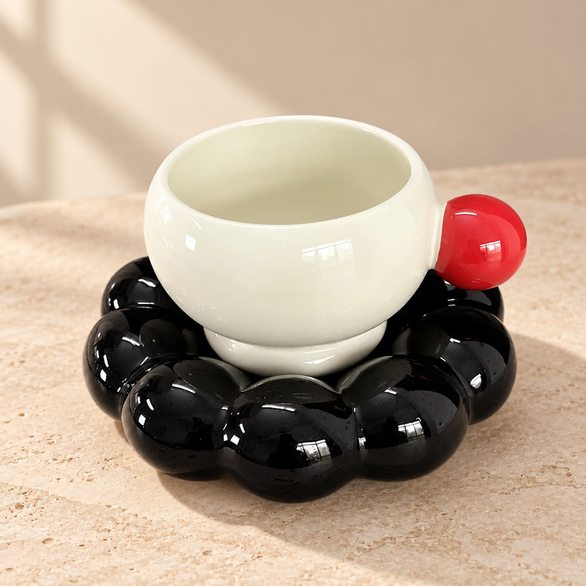 Bubble Flower Cup & Saucer Set 🖤❤️